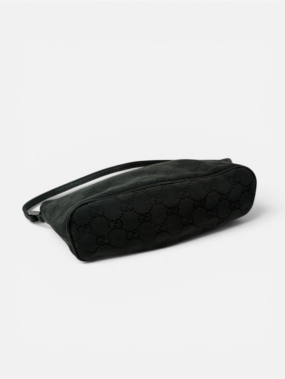 Gucci GG Canvas Black Mini Shoulder Bag Pochette Zip Top Handbag Italy - Picture 5 of 9